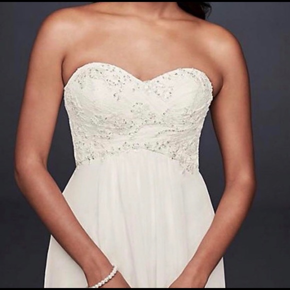 Beaded Crinkle Chiffon Sheath wedding dress - Picture 3 of 3